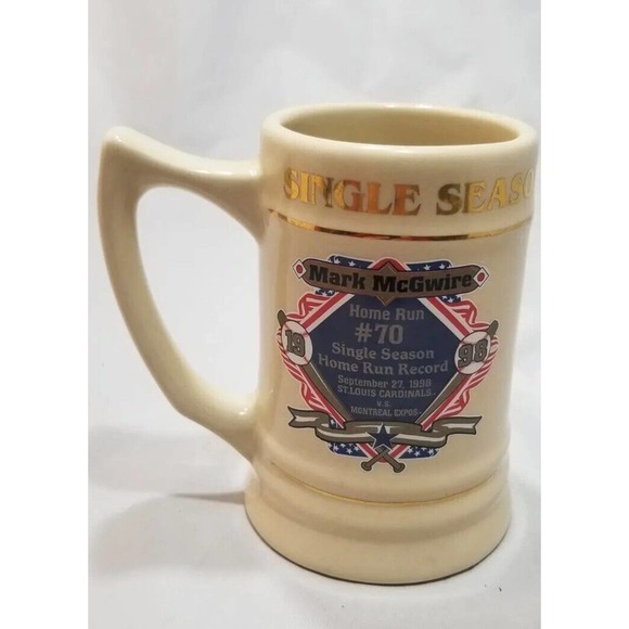 Mark McGwire Single Season Home Run Record Glass Stein Coffee Mug - Picture 3 of 9